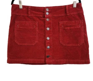 Free People Skirt We The Free 30 Red Joanie Corduroy Festival Boho Hippie Button - Picture 1 of 8