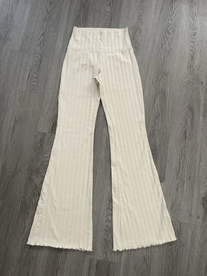 Offline by Aerie OG Groove Flare Leggings Ribbed High Waist In Soft Oat Small - Image 1 of 4