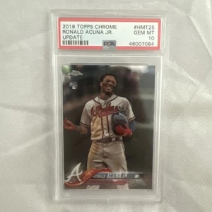 2018 Topps Chrome Update Ronald Acuna Jr Rookie Card RC #HMT25 PSA 10 Gem Mint - Picture 1 of 2