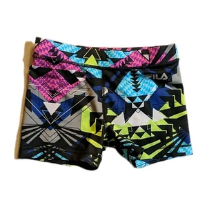 FILA Sport Donna Pantaloncini Palestra Activewear Atletico Geometrico 3" Multicolore Luminoso M - Foto 1 di 6