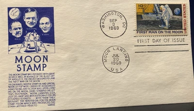 1969 APOLLO 11 MAN ON THE MOON STAMP (C76) - BLUE ANDERSON CACHET SPACE FDC - Image 1 of 4