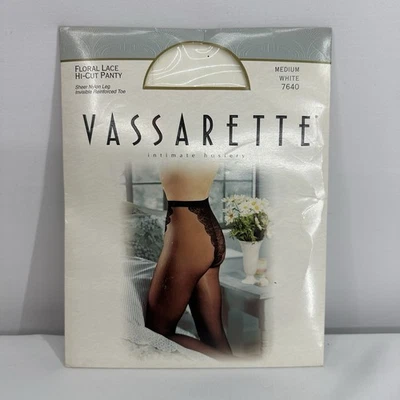 Pantimedias Vassarette Marfil Floral Encaje Corte Alto 7640 Medianas Blancas Foto 1 de 4