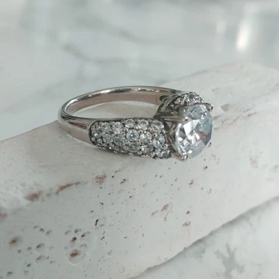 Ring Gr. 57 Sterlingsilber 925 CZ synthetische Diamanten weiß reich verziert - Bild 1 von 4