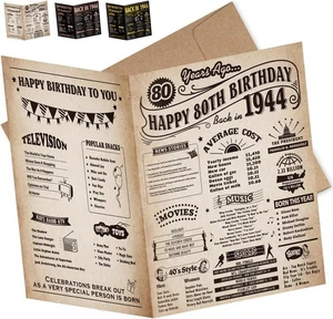InstaDecor 80th Birthday Card Gifts for Women or Men, 80th, Classy Vintage - Picture 1 of 6
