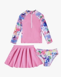 Girls Swim 3-Piece Rash Guard UPF 50+ Long Sleeve Skirt Set Bathing Suit Size 7 - Picture 1 of 6