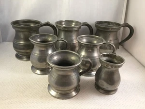 Konvolut 7 antike Zinnkrüge, 1/2 Pints, Kiemen, 1/2 Kieme, Lugton - Bild 1 von 13