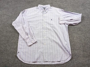 Ralph Lauren Shirt Mens XL Blue Stripe Button Long Sleeve Mcmeel Cotton Preppy - Picture 1 of 8
