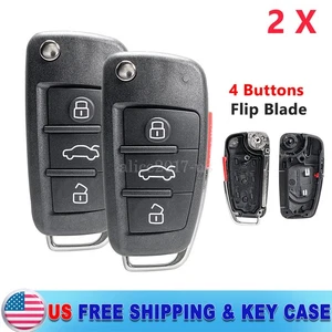 2 Flip Remote Key Fob SHELL CASE for Audi A2 A3 A4 A6 A6L A8 TT Q7 3+1 Buttons - Picture 1 of 6