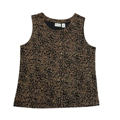 Chicos Shirt Womens 2 Large L  Brown Black Sleeveless Stretch Lightweight - Image 1 of 4