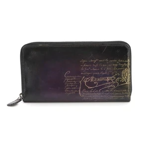 Berluti Calligraphy Itauba Long Wallet Venezia Leather Purple Black 90303209 - Picture 1 of 9