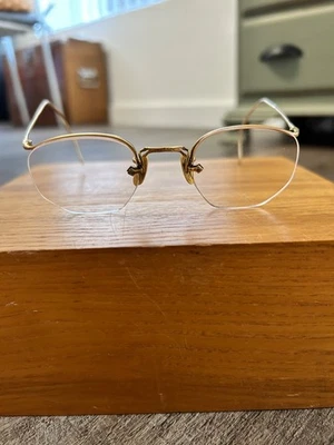 American Optical 12kt GF vintage octagon half top rim eyeglass frames 43 20 145 - Image 1 of 4