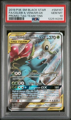 Pokemon Celebi & Venusaur GX SM167 BSP S&M Tag Team Tins Promo GEM MINT PSA 10 - Image 1 of 2
