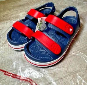 Toddler C12 Crocband Cruiser Sandal Unisex Kids Navy/Varsity Red Ajustable NWT - Picture 1 of 5