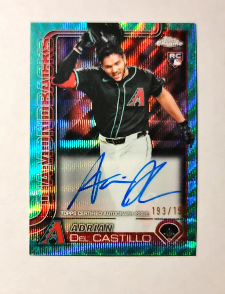 Adrian Del Castillo 2025 Topps Chrome Rookie AUTO Aqua Wave REFRACTOR 193/199 J6 - Image 1 of 1