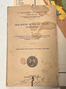 Soil Survey of The Big Valley Area, California Modoc/Lassen 1924 w/LG Color Map - Picture 1 of 4