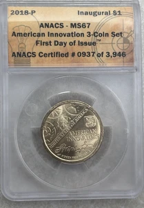2018 P Inaugural American Innovation ANACS MS67 First Day of Issue FDOI - Picture 1 of 2