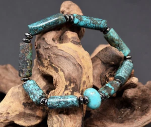 Pulsera Indian Mountain & Kingman Turquesa Cuentas - Se Ajusta a Muñeca de hasta 6.5" - Imagen 1 de 2