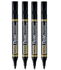 Pentel N850 Black Bullet Tip Permanent Marker Pens Metal Glass Wood N850 Pack 4 - Picture 1 of 3