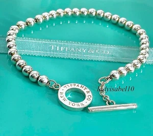 Authentische Tiffany & Co. Mini Perlen Kugel Knebel Charm 7" Armband Silber mit Etui - Bild 1 von 7