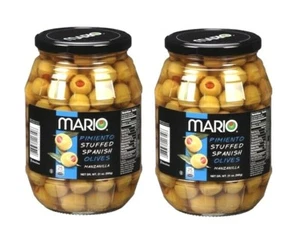 Mario Pimiento Aceitunas Españolas Rellenas Manzanilla - Pack de 2 Tarros - 21oz/595g - Imagen 1 de 2