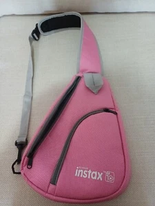 Fujifilm Camera Instax Pink Check Grey Sling Backpack Carry Bag Padded - Picture 1 of 10