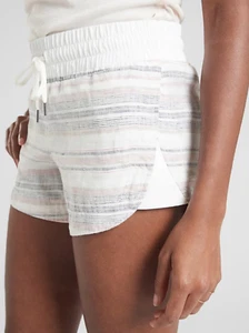 Athleta Cabo Beachside Linen Shortie 3.5" Striped Casual Gym Women's 0 Used - Picture 1 of 7