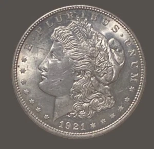 1921 MORGAN DOLLAR AU/UNC 90% SILBER US $1 MÜNZE (FM330-34) - Bild 1 von 2