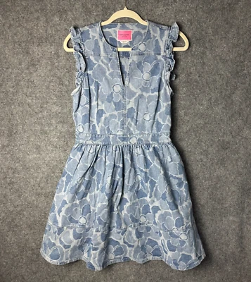 Vestido Kate Spade Para Mujer 4 Azul Denim Floral Abstracto Peonía Calce y Bolsillos Acampanados Foto 1 de 4