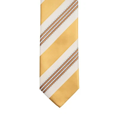 $290 ITALO FERRETTI галстук полковой желтый 100% шелк ручной работы в Италии BIJAN - Изображение 1 из 3