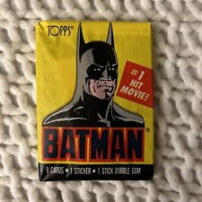 1989 Topps Batman Trading Cards 1st Series Wax Pack (Batman On Wrapper) 9 Cards