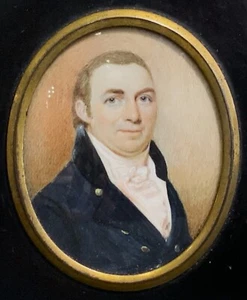 Pintura de retrato antiguo en miniatura original del período georgiano del siglo XVIII/19 - Imagen 1 de 6
