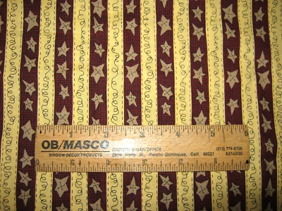 VTG Lori Gardner for Moda *STARS & Squiggles* Stripe Fabric Gold & Wine BTHY - Image 1 of 3