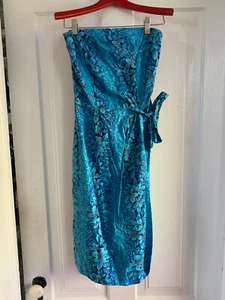 1950s 50s Vintage Hawaiian Strapless Luau Wrap Sarong Dress Small - Picture 1 of 9