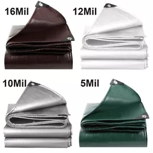 30'x40' Large Heavy Duty Poly Tarps 5Mil-18Mil Waterproof Canopy Cover Tarpaulin - Picture 1 of 28