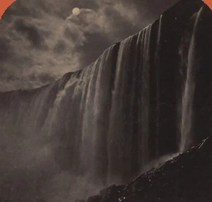 Hübsche Hufeisenfälle bei Mondschein Niagarafälle NY Stereoansicht um 1870 - Bild 1 von 4