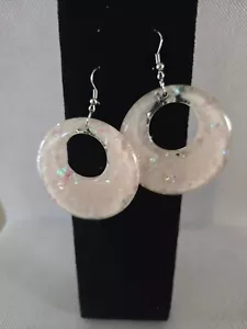 Set orecchini donna con gancio rosa acrilico retrò glitter - Foto 1 di 4