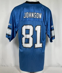 VTG Calvin Johnson #81 Detroit Lions NFL Reebok Blue Home Jersey Men's LARGE - Picture 1 of 14