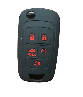 Funda protectora de silicona para llavero remoto abatible de 5 botones negra para Chevrolet Buick Foto 1 de 4
