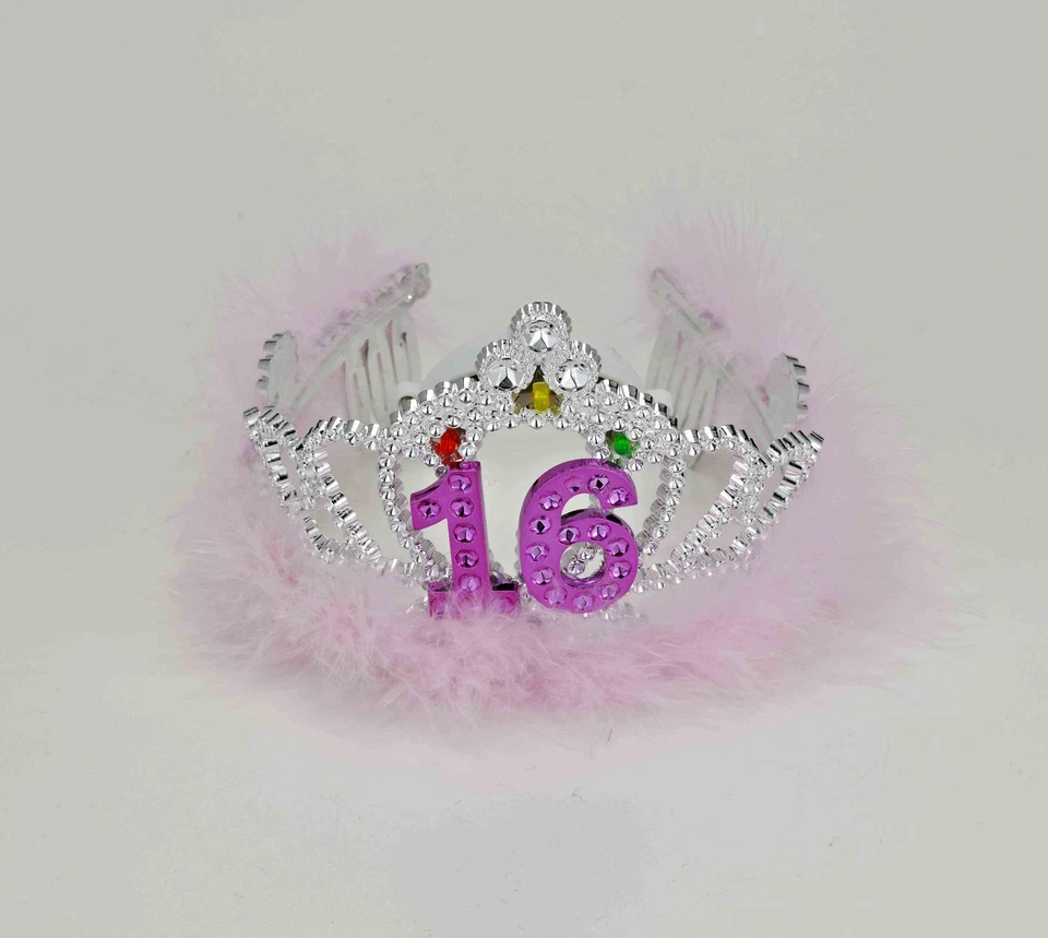 Tiara intermitente gema rosa plata plástico 16 cumpleaños ¡ENVÍO GRATUITO A EE. UU. FC! Foto 1 de 1