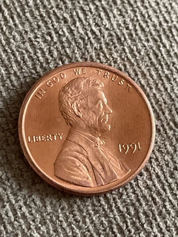1991  ONE AU LINCOLN MEMORIAL CENT #7 Very Beautiful! Tk622* Cover