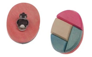 Holz Ohrring mit Design,Multicolor 48mm - Picture 1 of 1
