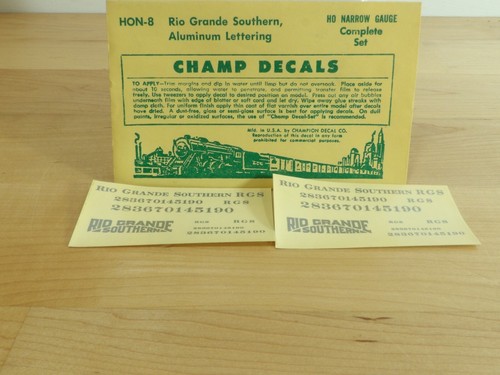 Champ Decals HON-8 Rio Grande Southern Aluminum Lettering | eBay