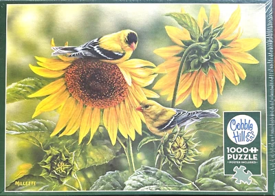 Girasoles y jilgueros NUEVO 1000 piezas Puzzle Una explosión de amarillo y oro Foto 1 de 4