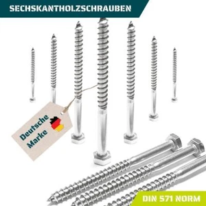 Holzschrauben Sechskant DIN 571  M 8 Edelstahl V2A A2 Schlüsselschrauben - Bild 1 von 176