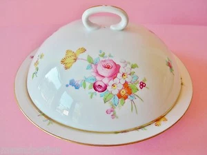 ANTIGUO PLATO DE MANTEQUILLA DE QUESO PORCELANA PORCELANA SPODE COPELANDS PINTADO A MANO FLORAL - Imagen 1 de 12