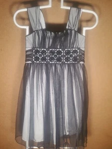 My Michelle Girls Big Special Occasion Lace and Tulle Dress silver /black SZ 10 - Picture 1 of 10