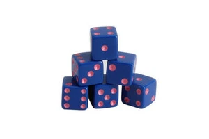 NUEVO 50 DADOS OPACOS AZULES CON PEPITAS ROSAS 16mm ENVÍO GRATUITO - Imagen 1 de 1