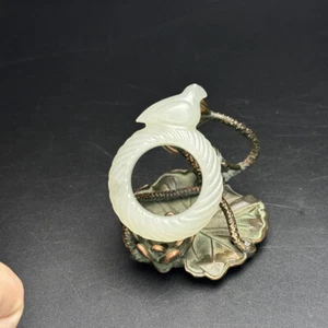 Anillo exquisito tallado a mano de jade hetiano natural certificado 27184 - Imagen 1 de 9