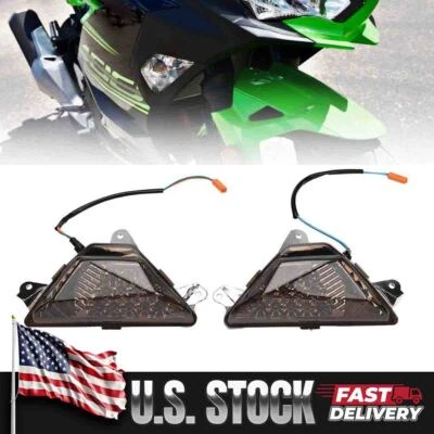 Front LED Turn Signals Light Amber For Kawasaki Ninja 250 300 400 650 1000 ZX-6R Foto 1 de 4