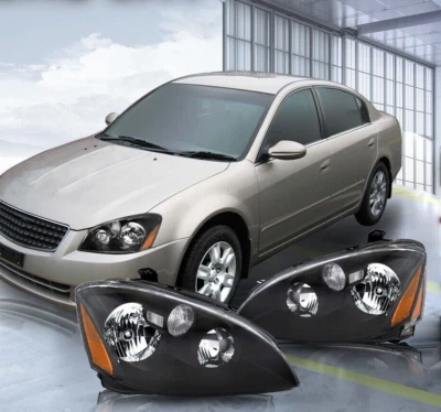 Для 2005-2006 Altima черный заводской галогенные фары фары фары фары 05-06 слева + справа - Изображение 1 из 4